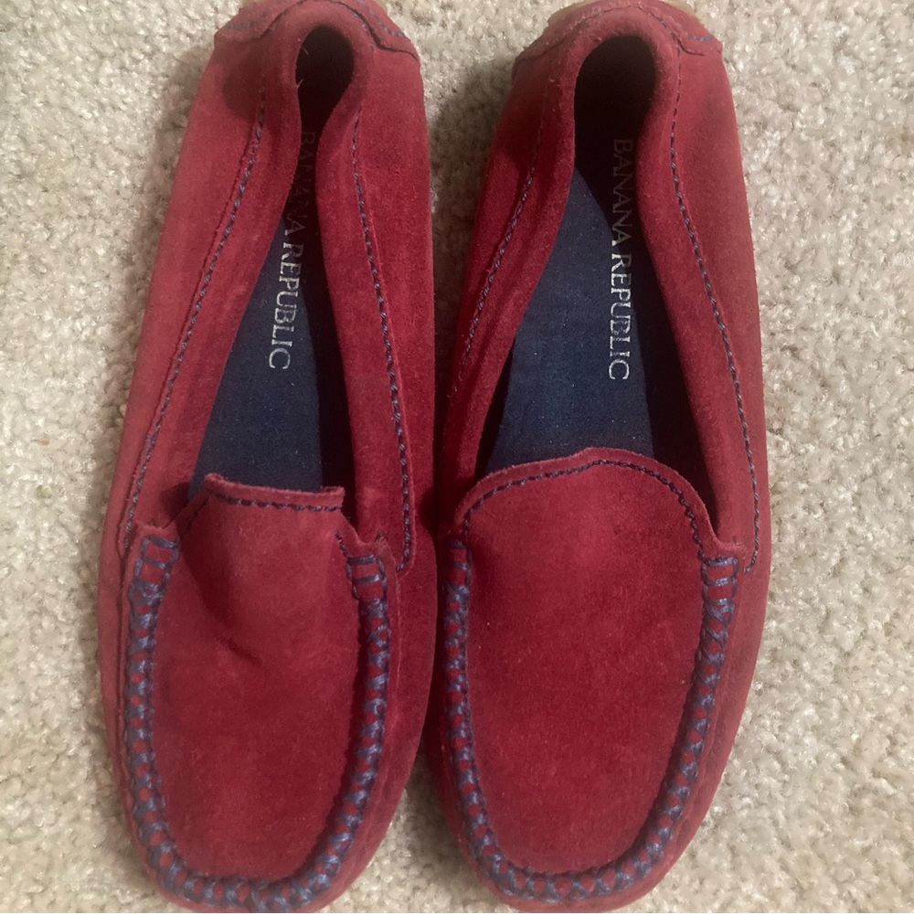 Banana Republic Crimson Suede Moccasins